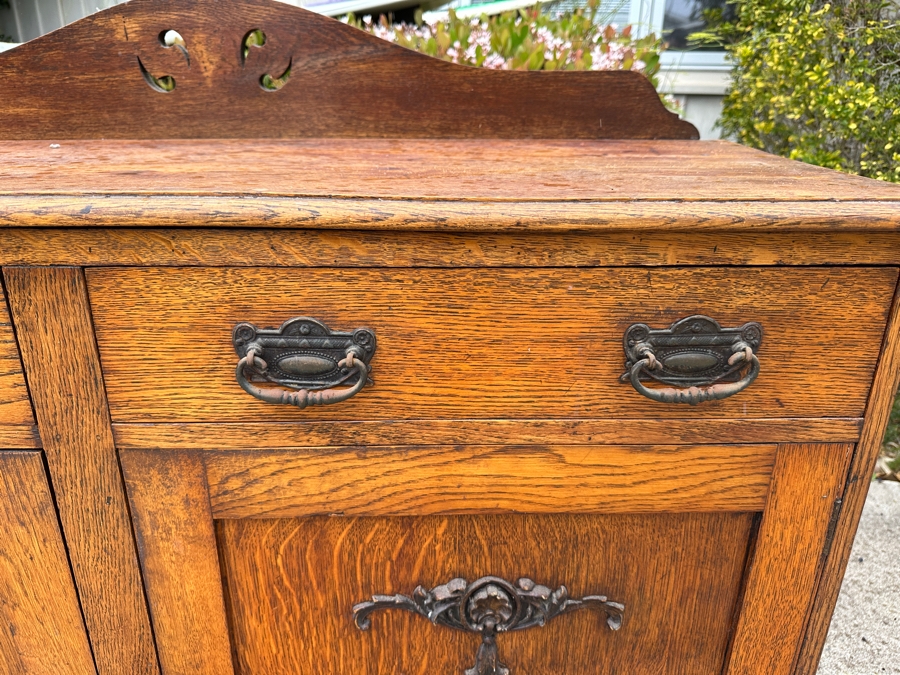Just Added - Vintage Arts And Crafts Tiger Oak Sideboard Cabinet 48W X 16D X 43H [Photo 4]