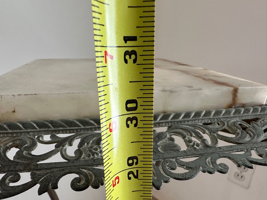 Just Added - Antique Victorian Brass And Marble Plant Stand 14W X 14D X 30.5H [Photo 7]