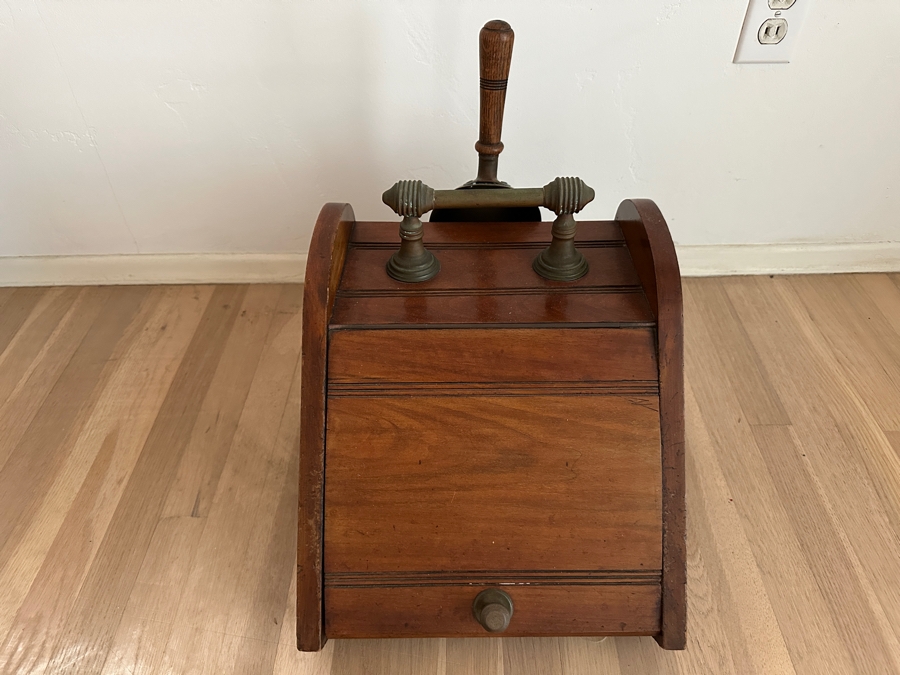 Just Added - Antique Walnut And Brass Coal Scuttle Box 13W X 15D X 16.5H [Photo 1]
