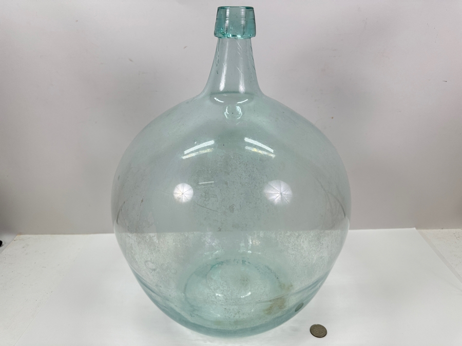 Just Added - Large Hand Blown Light Blue Glass Water Bottle 13W X 18H [Photo 2]