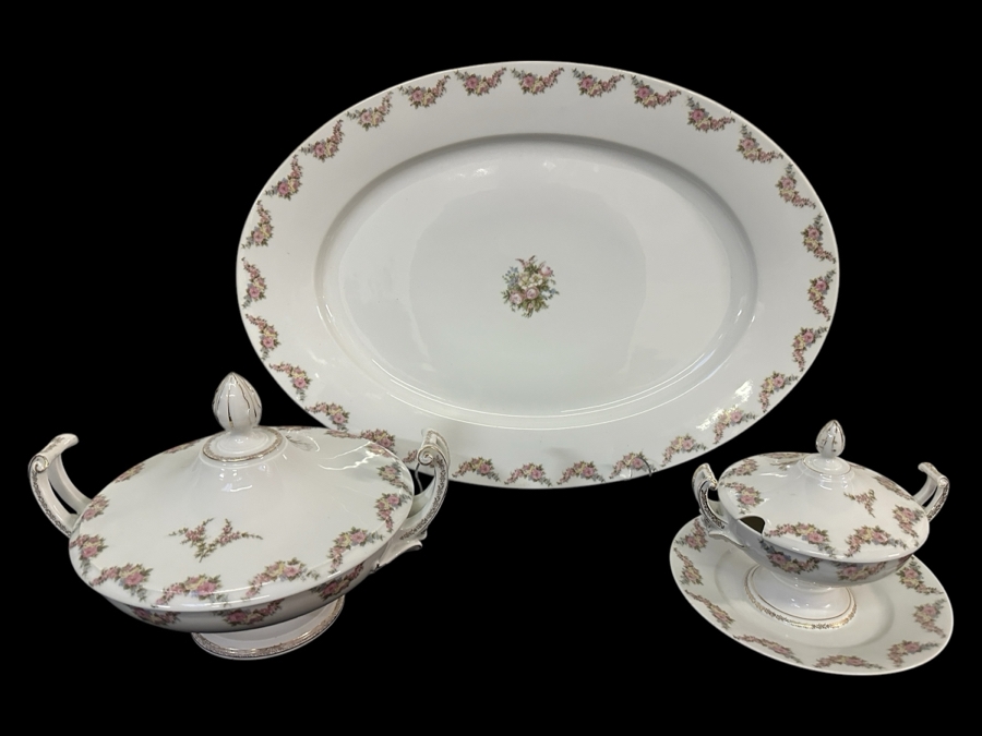 Just Added - Vintage Rosenthal Empire Roses China With Very Large Serving Platter 22.25 X 16 [Photo 1]