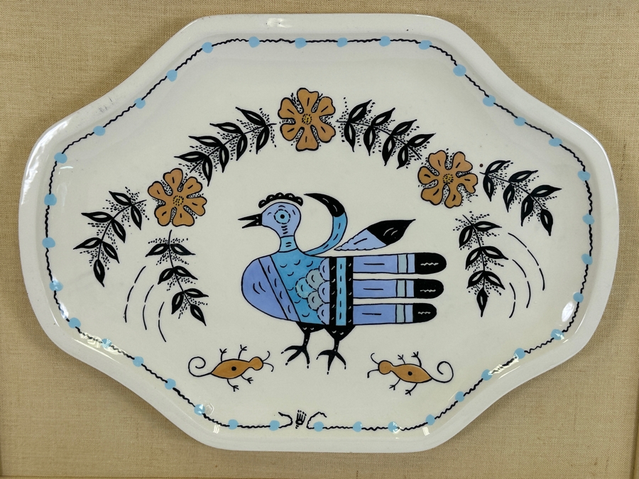 Vintage 1985 Pueblo Indian Pottery By Genevieve Golsh (1901-1992) From The Rincon Reservation Pauma Valley California Shadowbox Framed With Writing On Backside 'The Old Indian Said A Kind Voice Is Joy Like A Lark's Song, Watch It Day By Day...' [Photo 3]