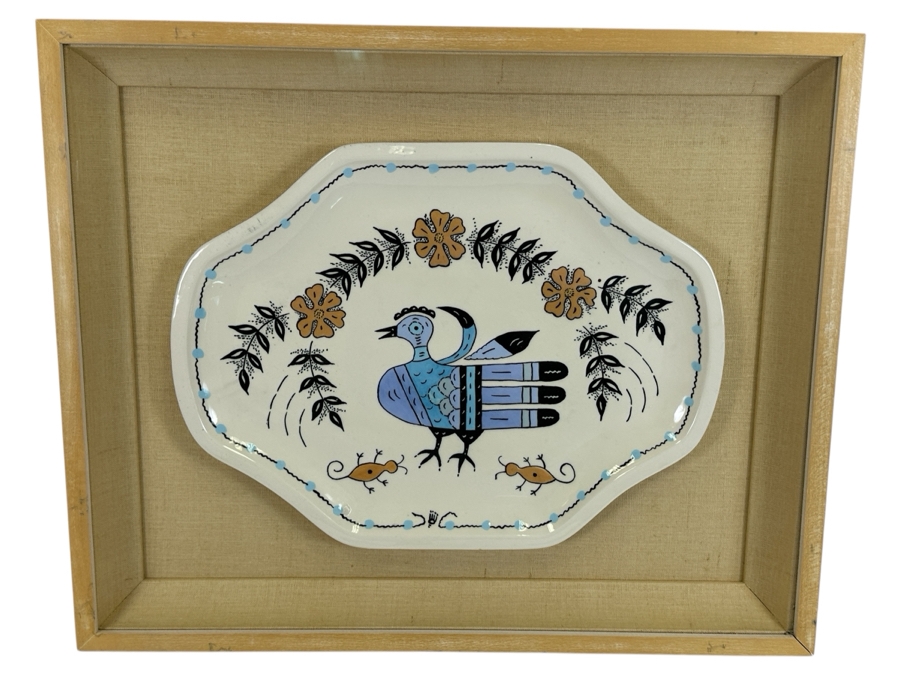 Vintage 1985 Pueblo Indian Pottery By Genevieve Golsh (1901-1992) From The Rincon Reservation Pauma Valley California Shadowbox Framed With Writing On Backside 'The Old Indian Said A Kind Voice Is Joy Like A Lark's Song, Watch It Day By Day...' [Photo 2]