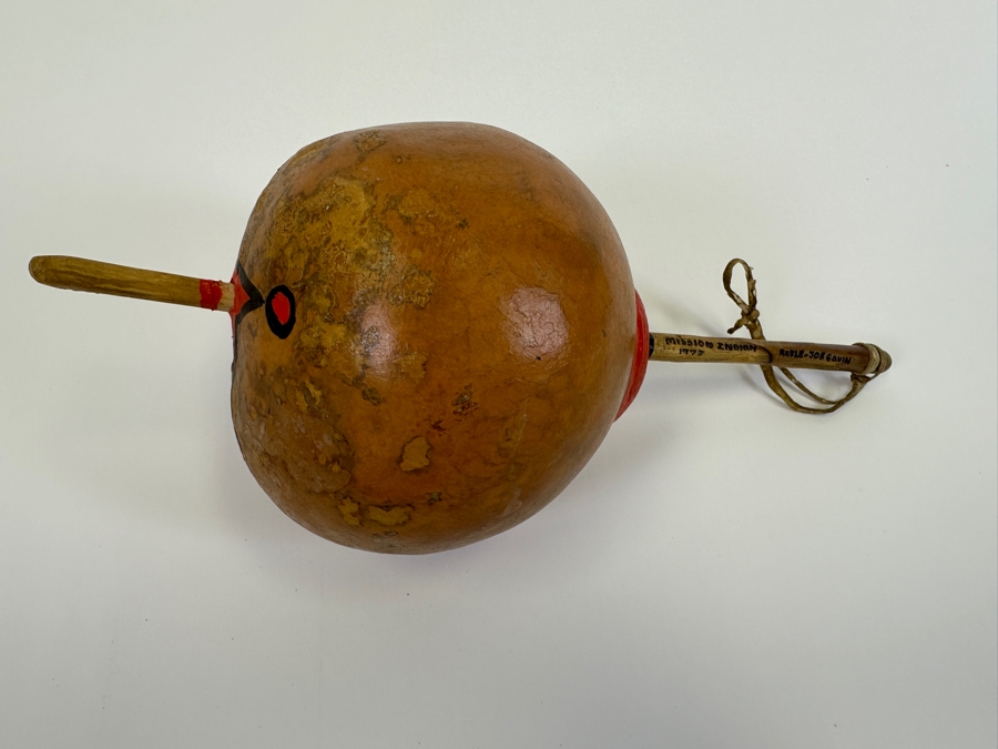Vintage 1977 Mission Indian Gourd Rattle By Joe Gavin 12L [Photo 2]