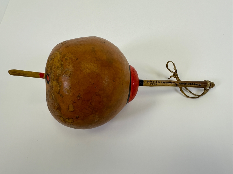 Vintage 1977 Mission Indian Gourd Rattle By Joe Gavin 12L [Photo 3]