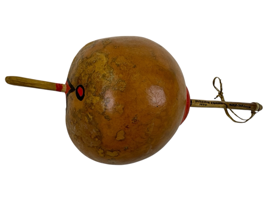 Vintage 1977 Mission Indian Gourd Rattle By Joe Gavin 12L [Photo 1]