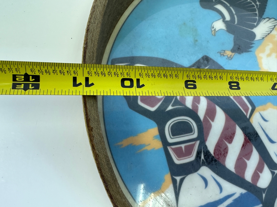 Vintage Clarence A. Wells Haida Native American Hand Drum 11W X 2H [Photo 7]