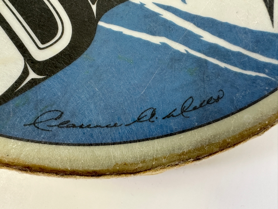 Vintage Clarence A. Wells Haida Native American Hand Drum 11W X 2H [Photo 3]