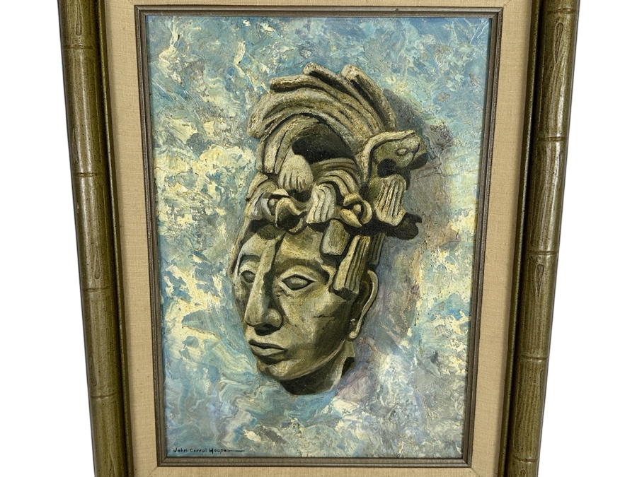John Carrol Hooper Original Oil Painting On Canvas Titled 'Pacal: Mayan Ruler, Palenque, Mexico' 10 X 14 Framed 14 X 18