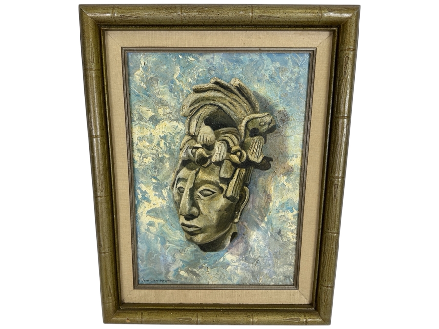 John Carrol Hooper Original Oil Painting On Canvas Titled 'Pacal: Mayan Ruler, Palenque, Mexico' 10 X 14 Framed 14 X 18 [Photo 2]