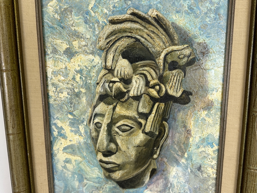 John Carrol Hooper Original Oil Painting On Canvas Titled 'Pacal: Mayan Ruler, Palenque, Mexico' 10 X 14 Framed 14 X 18 [Photo 3]