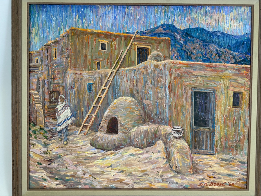 Steven Boone (B. 1952) Original Impressionist Southwest Landscape Oil Painting On Canvas Signed S. R. Boone Dated 1988 36 X 30 Framed 41 X 35.5 [Photo 3]