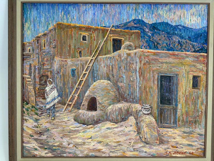 Steven Boone (B. 1952) Original Impressionist Southwest Landscape Oil Painting On Canvas Signed S. R. Boone Dated 1988 36 X 30 Framed 41 X 35.5 [Photo 2]