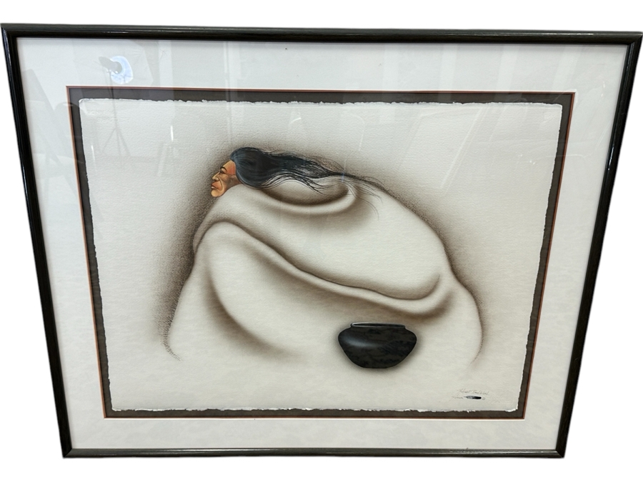 Robert Redbird (1939-2016, Native American) Original Kiowa Culture Painting On Paper 30 X 23 Framed 38.5 X 31.5 [Photo 2]