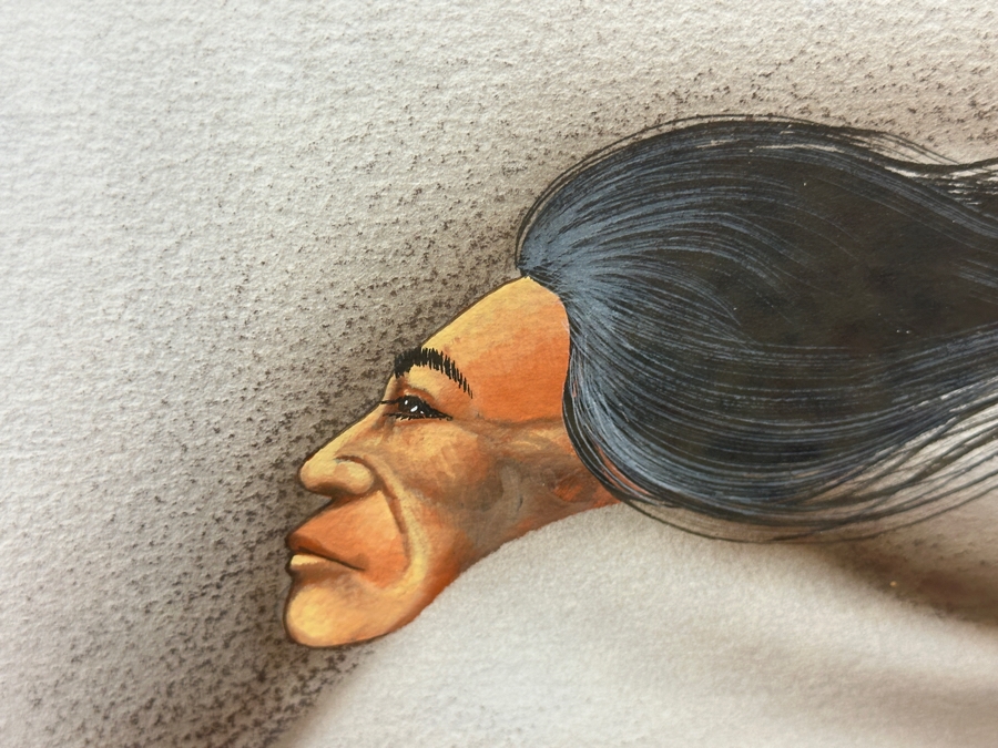 Robert Redbird (1939-2016, Native American) Original Kiowa Culture Painting On Paper 30 X 23 Framed 38.5 X 31.5 [Photo 3]