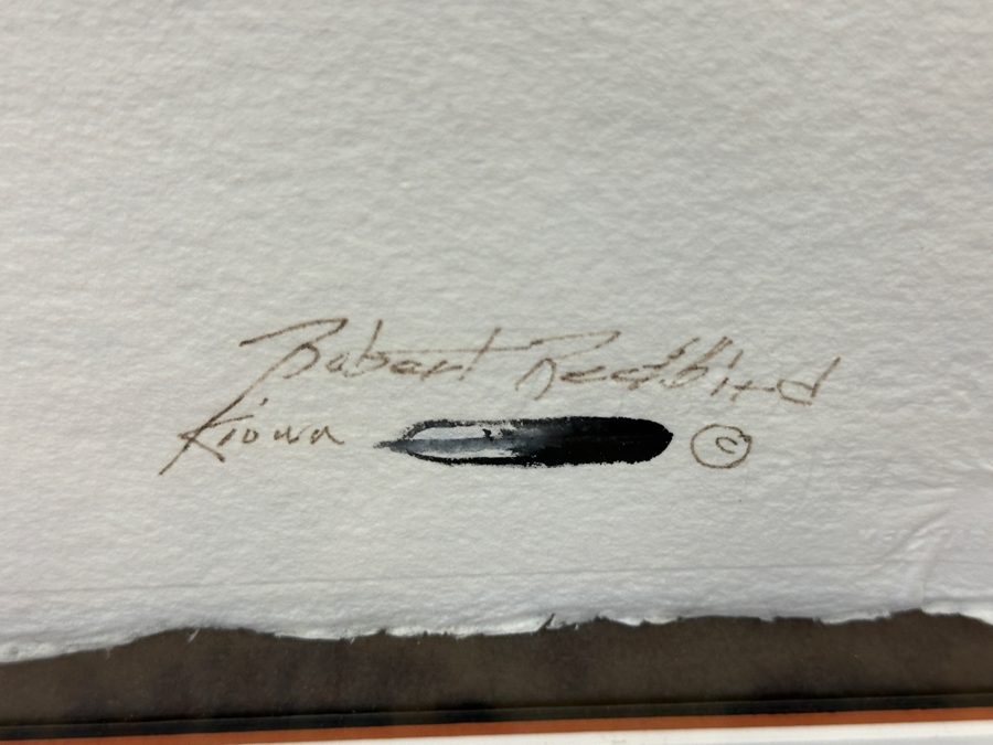 Robert Redbird (1939-2016, Native American) Original Kiowa Culture Painting On Paper 30 X 24 Framed 38.5 X 31.5 [Photo 4]