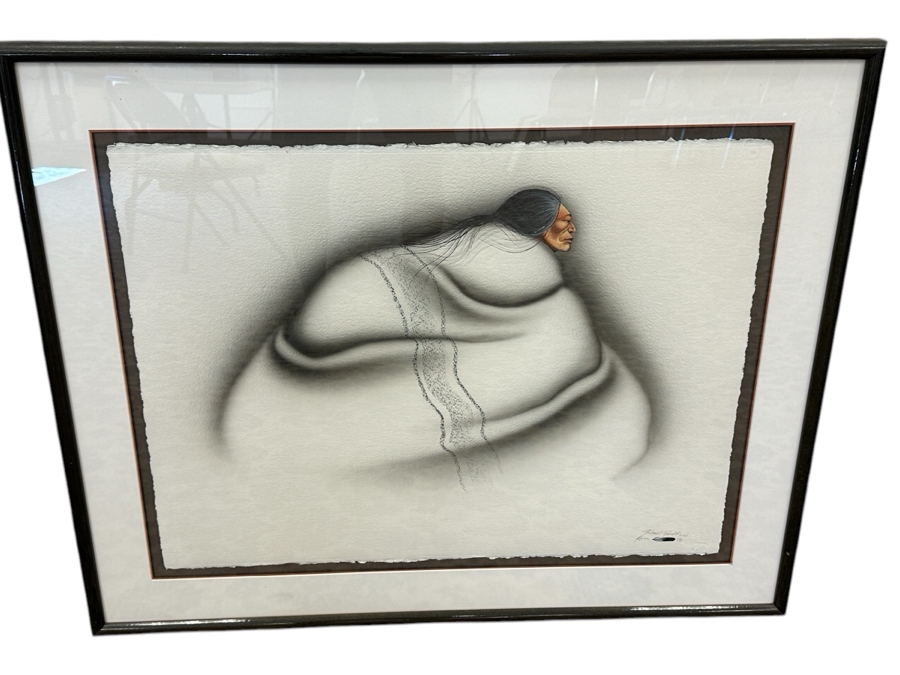 Robert Redbird (1939-2016, Native American) Original Kiowa Culture Painting On Paper 30 X 24 Framed 38.5 X 31.5 [Photo 2]