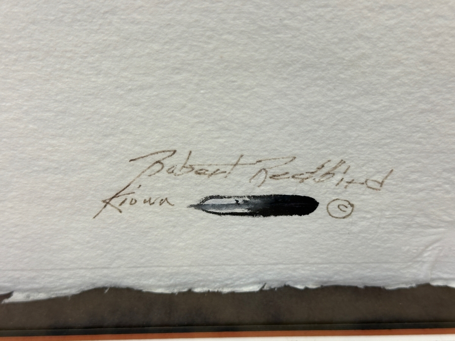 Robert Redbird (1939-2016, Native American) Original Kiowa Culture Painting On Paper 30 X 24 Framed 38.5 X 31.5 [Photo 5]