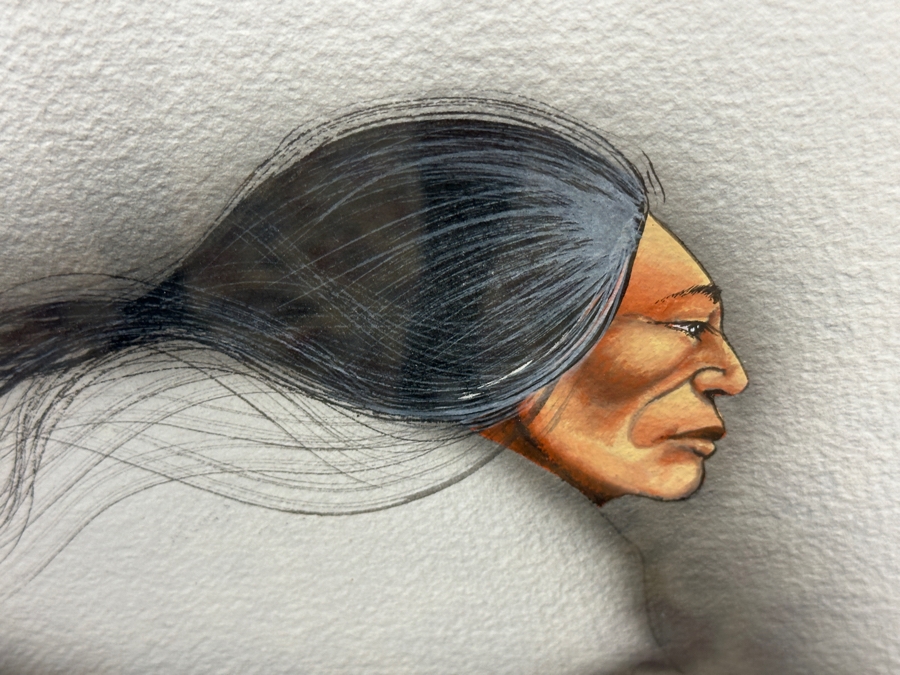 Robert Redbird (1939-2016, Native American) Original Kiowa Culture Painting On Paper 30 X 24 Framed 38.5 X 31.5 [Photo 3]