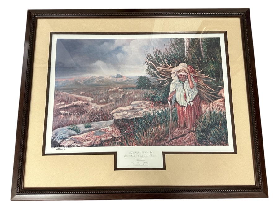 Gene Locklear Hand Signed Print Titled 'The Valley Before Us 1905 Native Californian Woman' 20 X 13.5 Framed 27 X 22 [Photo 2]