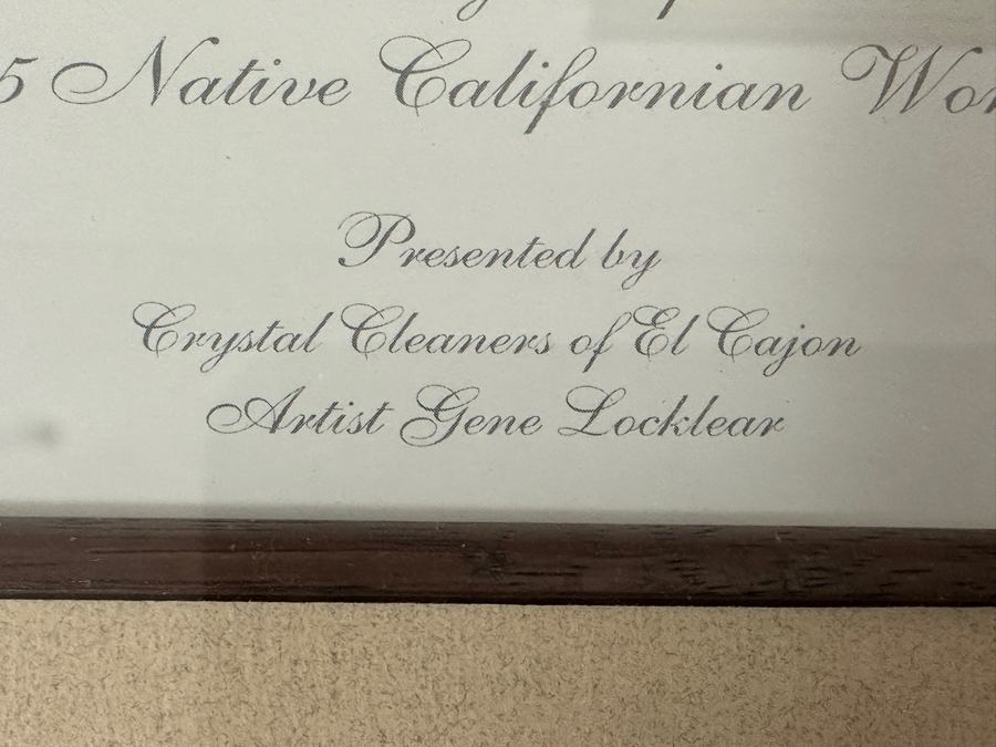 Gene Locklear Hand Signed Print Titled 'The Valley Before Us 1905 Native Californian Woman' 20 X 13.5 Framed 27 X 22 [Photo 5]