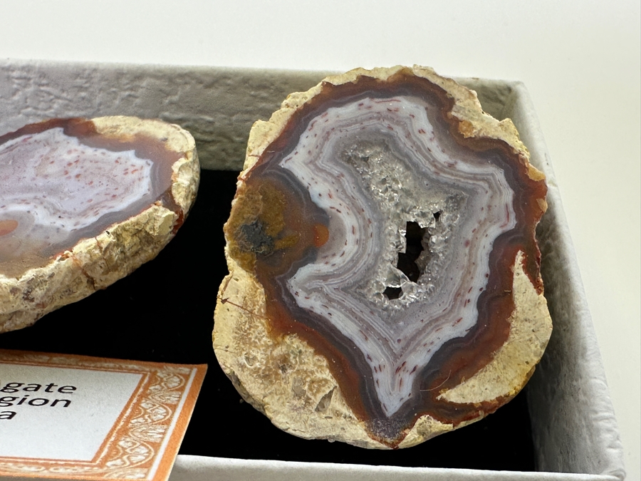 Collection Of Rocks/Crystal From Mexico Including A Geode From The Sonoran Desert, Berendo Agates Form The Tabasco Region Chihuahua Mexico And A Zebra Calcite Crystal [Photo 3]