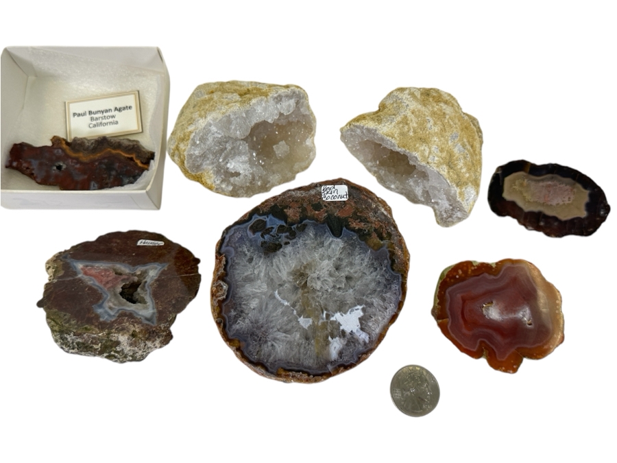 Collection Of Geodes And Agates