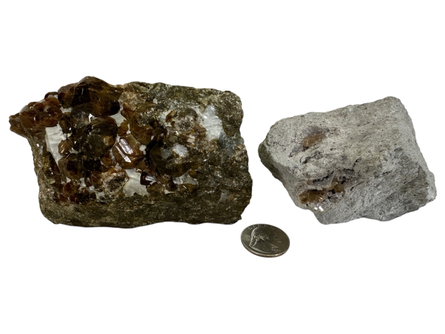 Garnets In Matrix And Unidentified Stone In Matrix