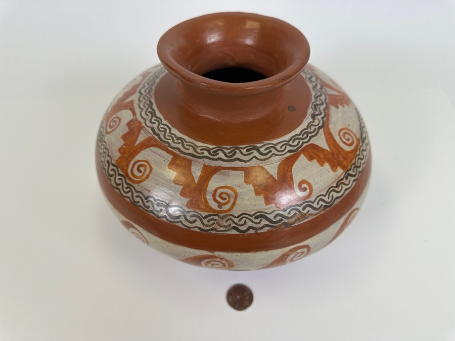 Signed Mexican Tripod Pot Pottery Signed E. M. 9W X 8H [Photo 4]