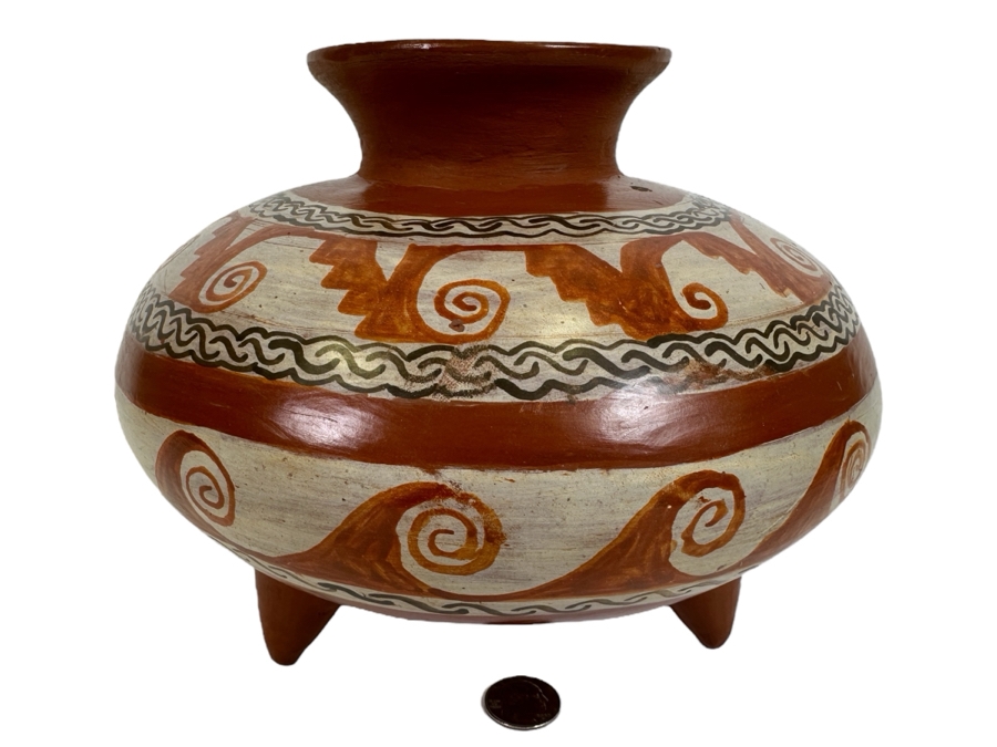 Signed Mexican Tripod Pot Pottery Signed E. M. 9W X 8H [Photo 1]