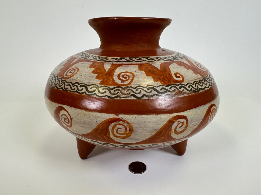 Signed Mexican Tripod Pot Pottery Signed E. M. 9W X 8H [Photo 2]
