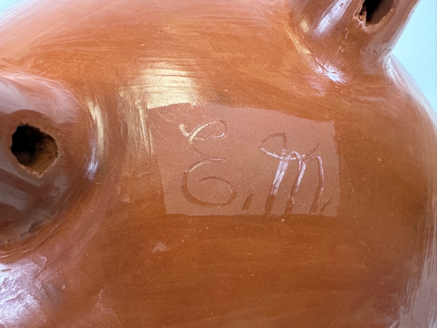 Signed Mexican Tripod Pot Pottery Signed E. M. 9W X 8H [Photo 6]