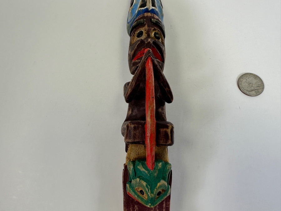 Hand Carved Wooden Polychrome Pacific Northwest Spoon 16L [Photo 4]