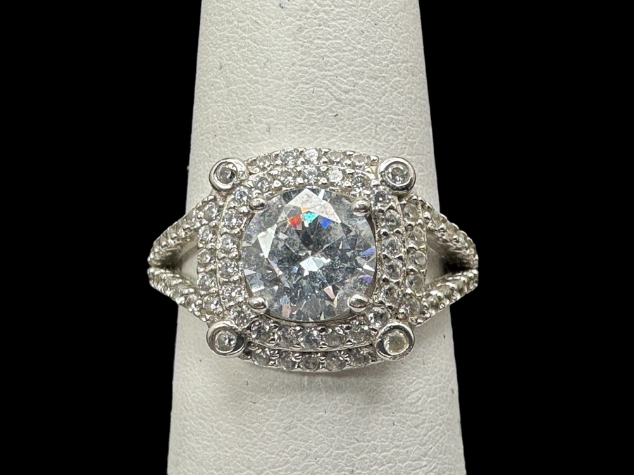 Pair Of Sterling Silver Rings Size 6.75 (L) / Size 7.5 (R) 10.3g [Photo 2]