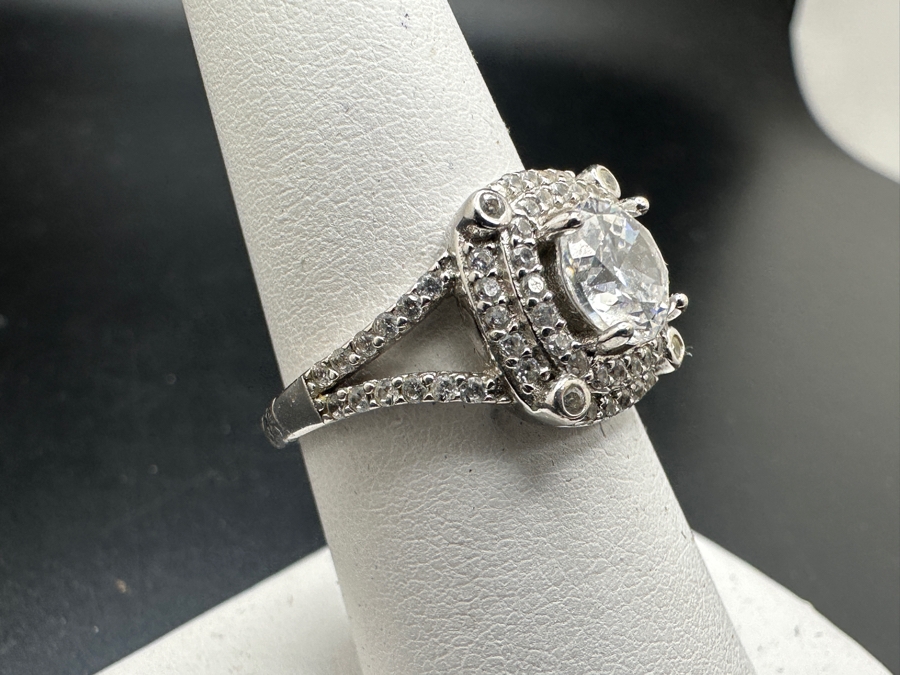 Pair Of Sterling Silver Rings Size 6.75 (L) / Size 7.5 (R) 10.3g [Photo 4]