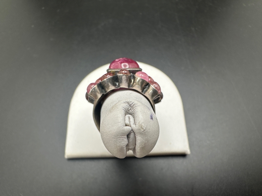 Stunning Sterling Silver Ring With Pink Stones Size 7 13.2g [Photo 5]