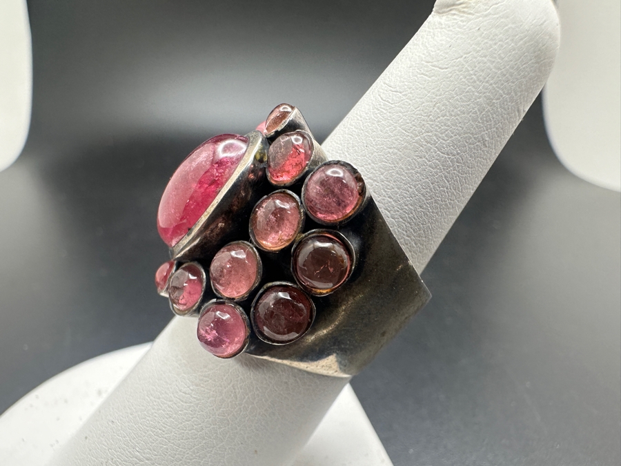 Stunning Sterling Silver Ring With Pink Stones Size 7 13.2g [Photo 4]