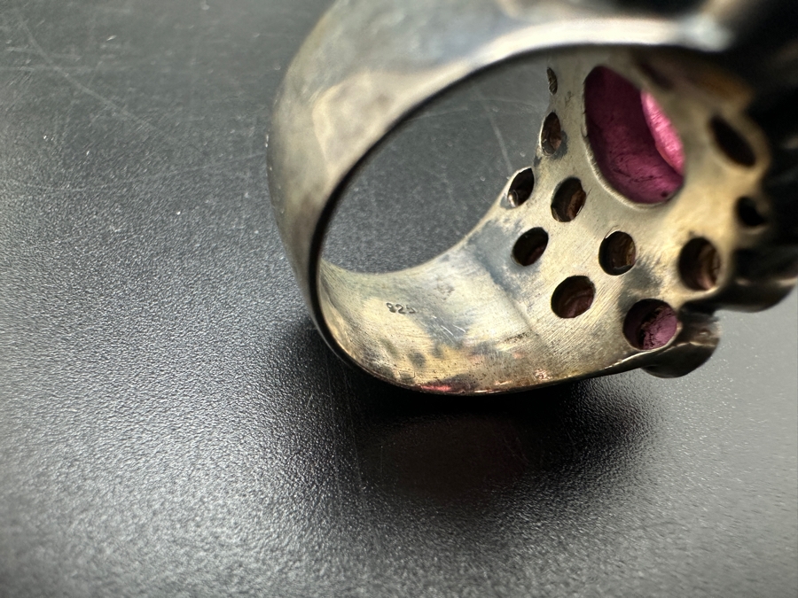 Stunning Sterling Silver Ring With Pink Stones Size 7 13.2g [Photo 7]