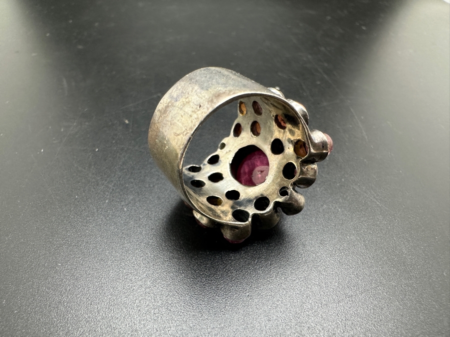 Stunning Sterling Silver Ring With Pink Stones Size 7 13.2g [Photo 6]