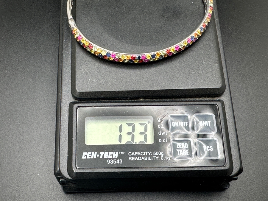 EFFY Multi-Sapphire Pave Bangle Bracelet In Sterling Silver 2.5W 13.3g [Photo 8]