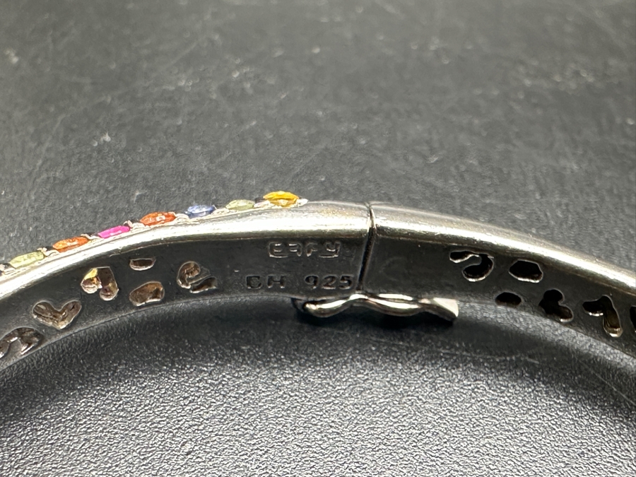 EFFY Multi-Sapphire Pave Bangle Bracelet In Sterling Silver 2.5W 13.3g [Photo 5]