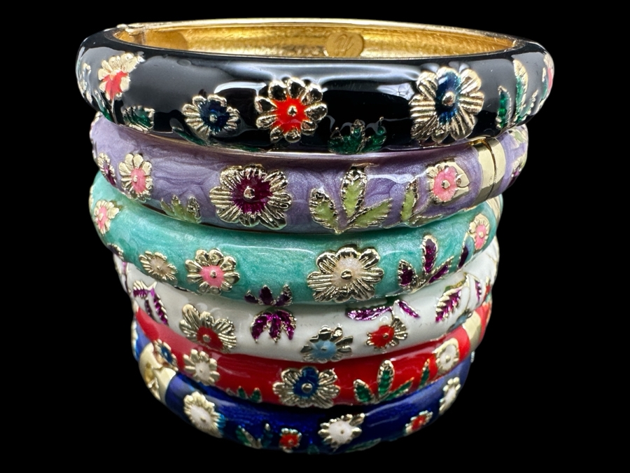 (6) Jiu Long Xing Enamel Bangles Bracelets 3W [Photo 1]