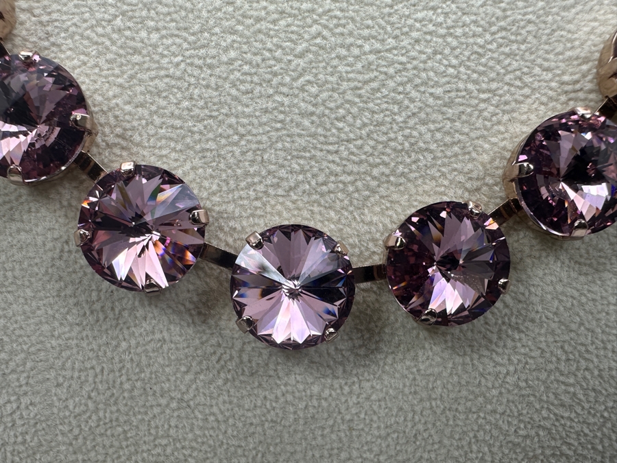 Pink Rivoli Crystal Riviere Necklace By Rebekah Price Designs 18L Retails $195 [Photo 4]