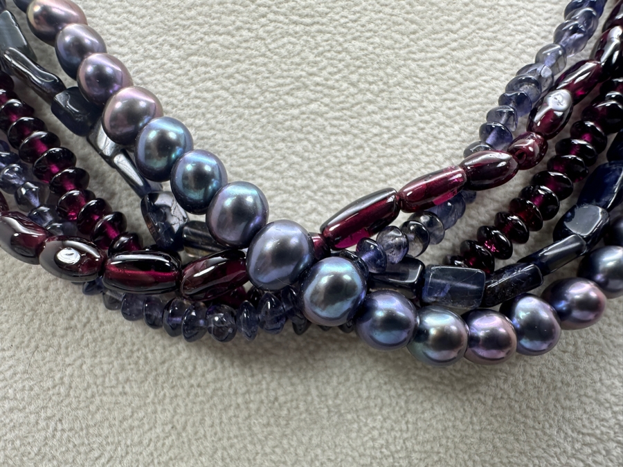 Multi-Strand Multi-Stone Pearl 18' Necklace [Photo 2]