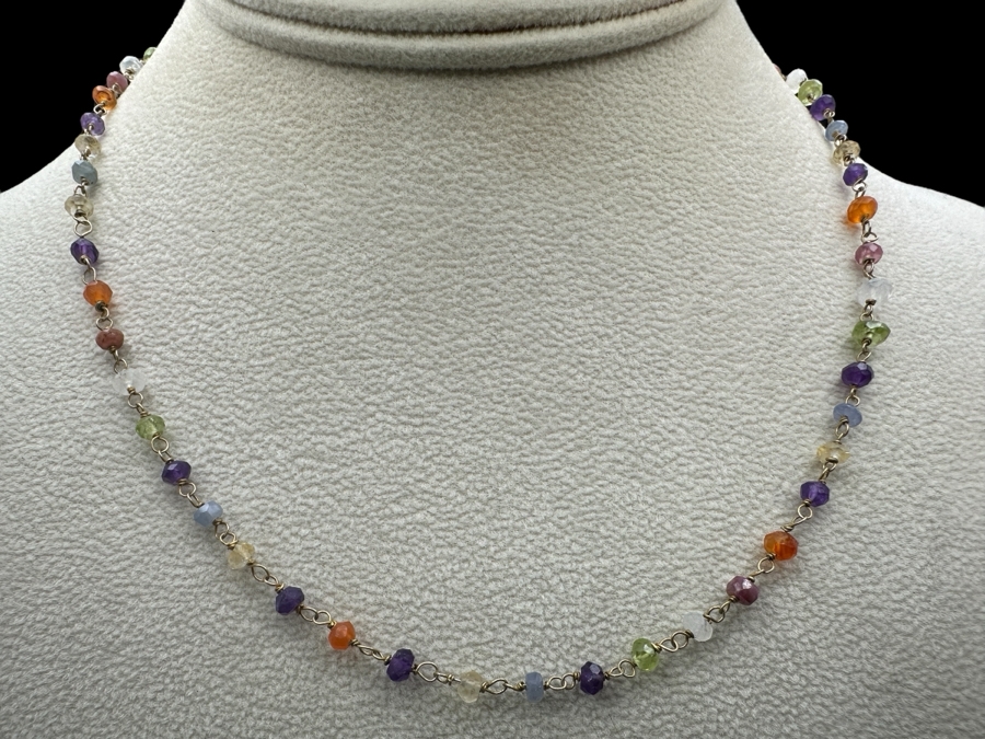 Multi-Stone Sterling Silver 16' Necklace [Photo 1]