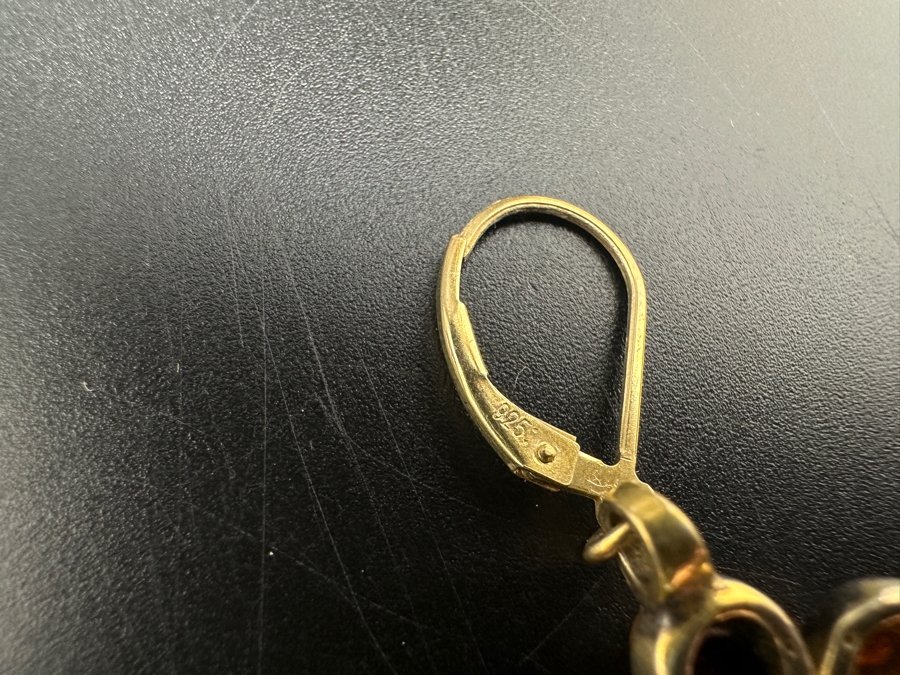 Sterling Silver / Amber 7' Bracelet With Matching Earrings 24.1g [Photo 5]