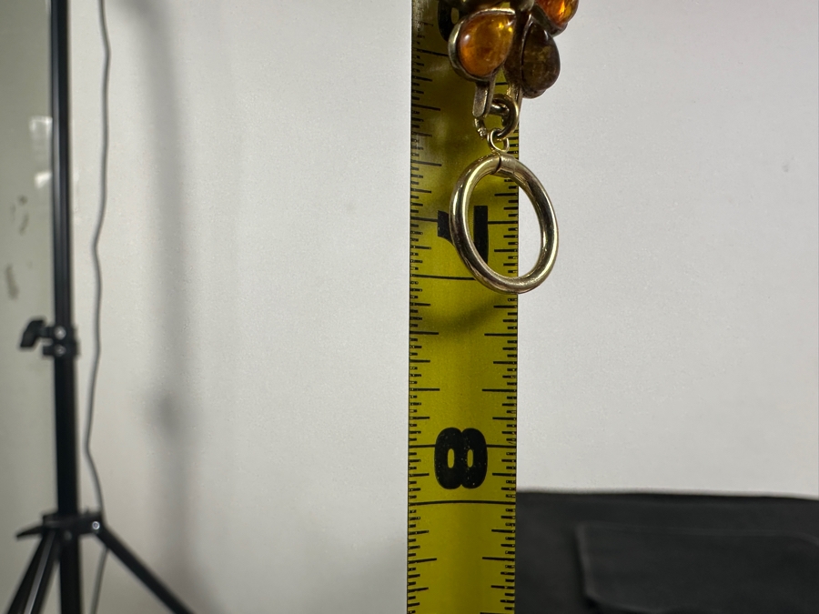 Sterling Silver / Amber 7' Bracelet With Matching Earrings 24.1g [Photo 6]