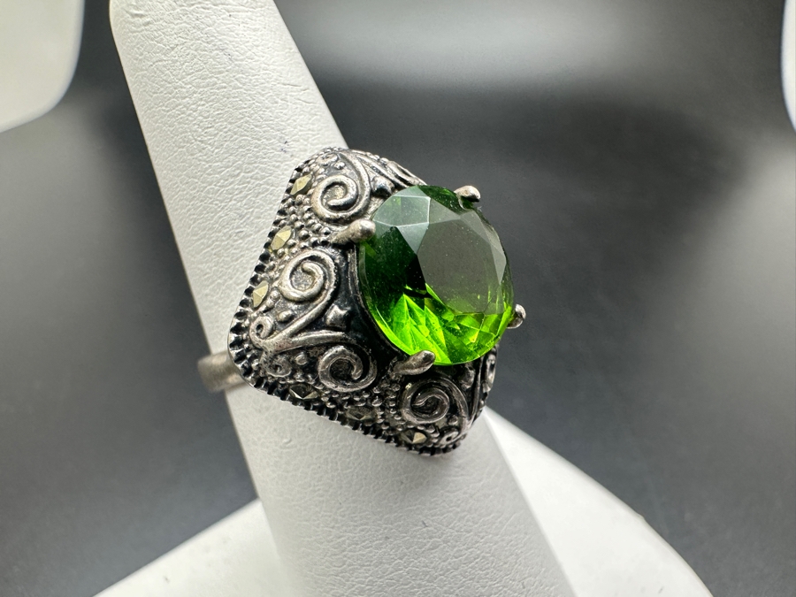 Sterling Silver Peridot Ring Size 6.5 7.7g [Photo 4]