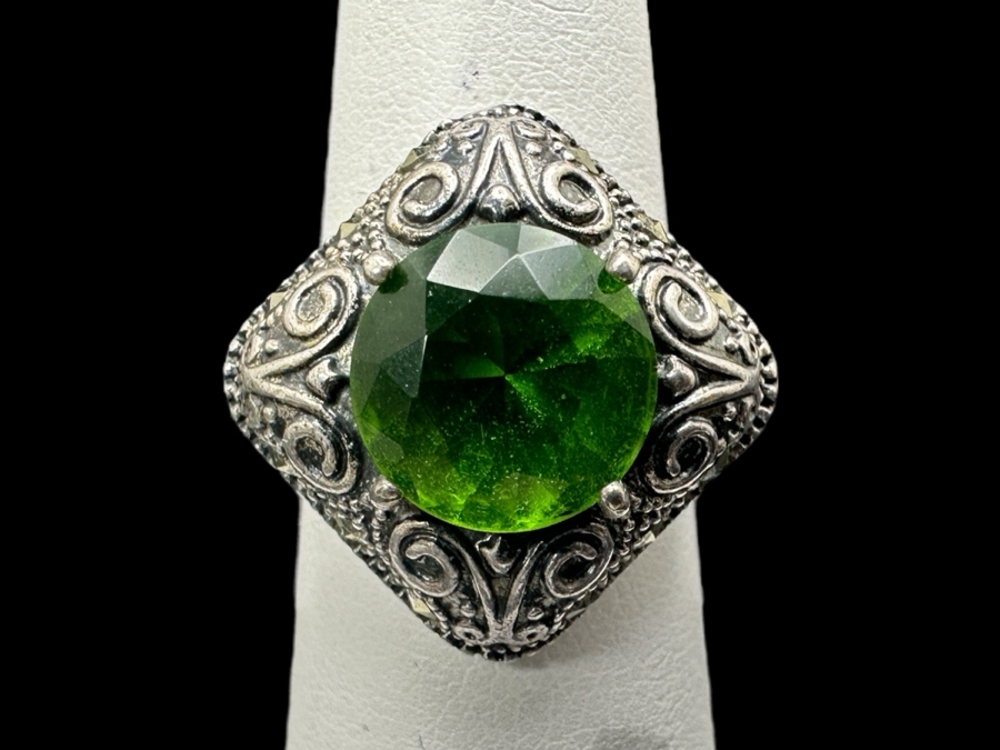 Sterling Silver Peridot Ring Size 6.5 7.7g [Photo 2]