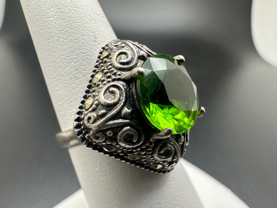 Sterling Silver Peridot Ring Size 6.5 7.7g [Photo 5]